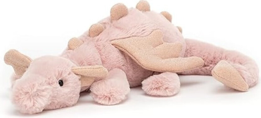 Jellycat Rose Dragon myk leke, liten 50 cm - mytisk plysjleke - klassisk barnegave