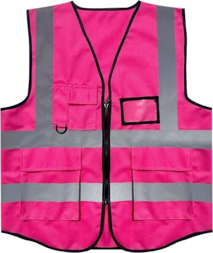 Sikkerhetsvest i mesh med lommer og glidelås, høy synlighet mesh vest refleksvest jakke for menn kvinner voksne