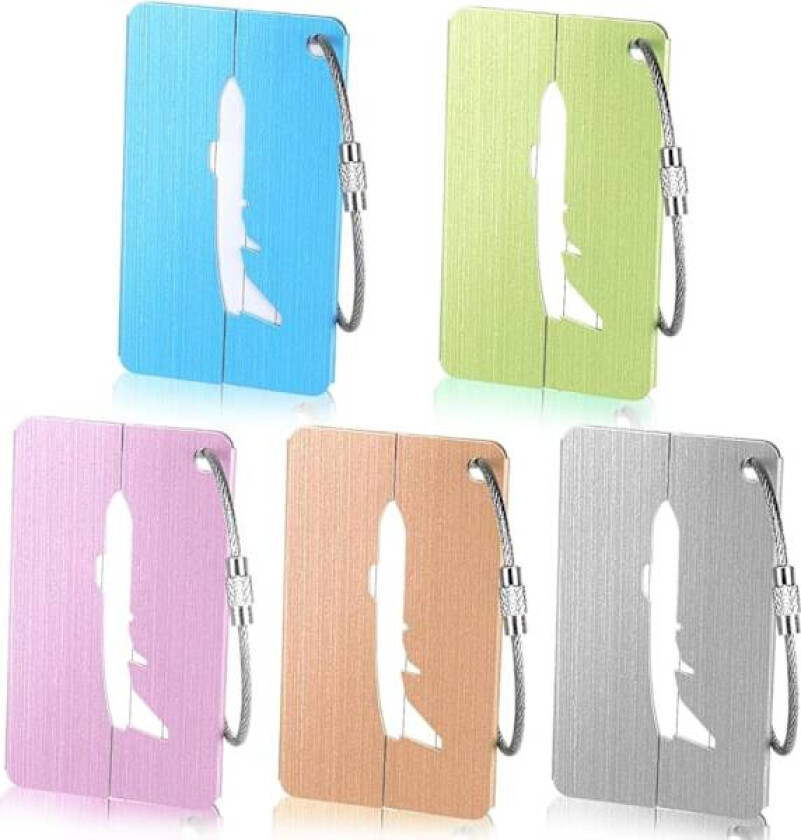 metall bagasjelapper for kofferter, aluminium koffertlapper med ståltråd og navneskilt, bagasjelapper reiselapper