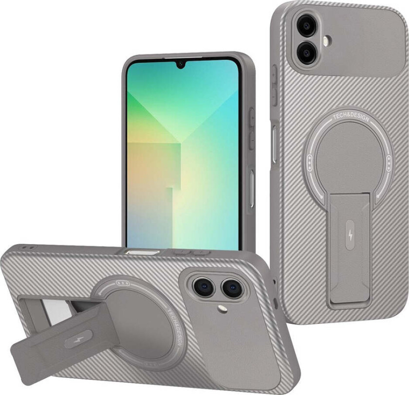 Samsung Galaxy A07 EIDERWOOD Hybrid Deksel med Stativfunksjon - MagSafe Kompatibel - Grå