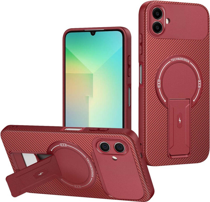 Samsung Galaxy A07 EIDERWOOD Hybrid Deksel med Stativfunksjon - MagSafe Kompatibel - Rød