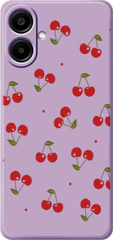 Samsung Galaxy A07 EIDERWOOD Fleksibelt Plast Deksel med Kirsebærtrykk - Lilla