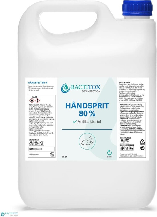 Bactitox hånddesinfeksjon 80 % (5 L)