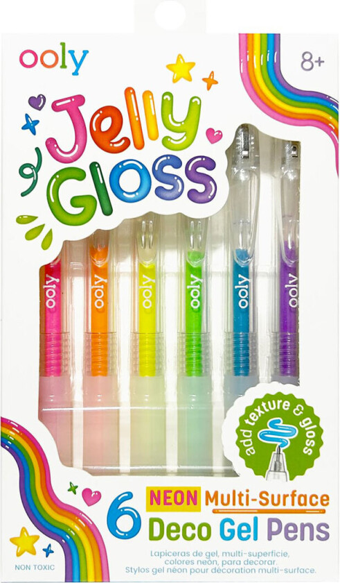 Kulepenn - Gel - 6 stk. - Multi Overflatedekorasjon - Jelly - - OneSize - Fargesett