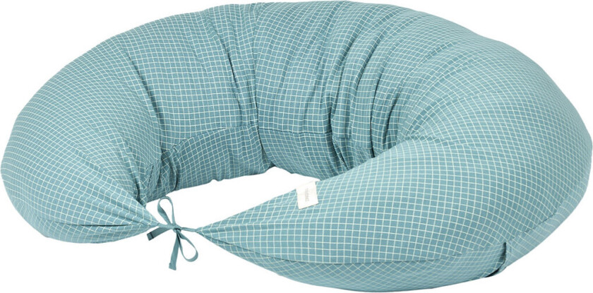 Kit Stories Ltd Maternity Pillow_Cover Teal Cream Grid - Blue - ONE SIZE