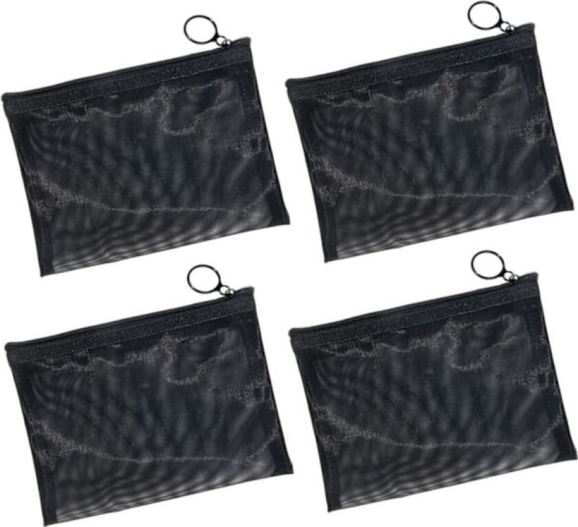 4 stk Mini Glidelås Toalettsaker Organiseringspose i Mesh, Svart Nylon Vanntett Liten Håndveske Kosmetikk