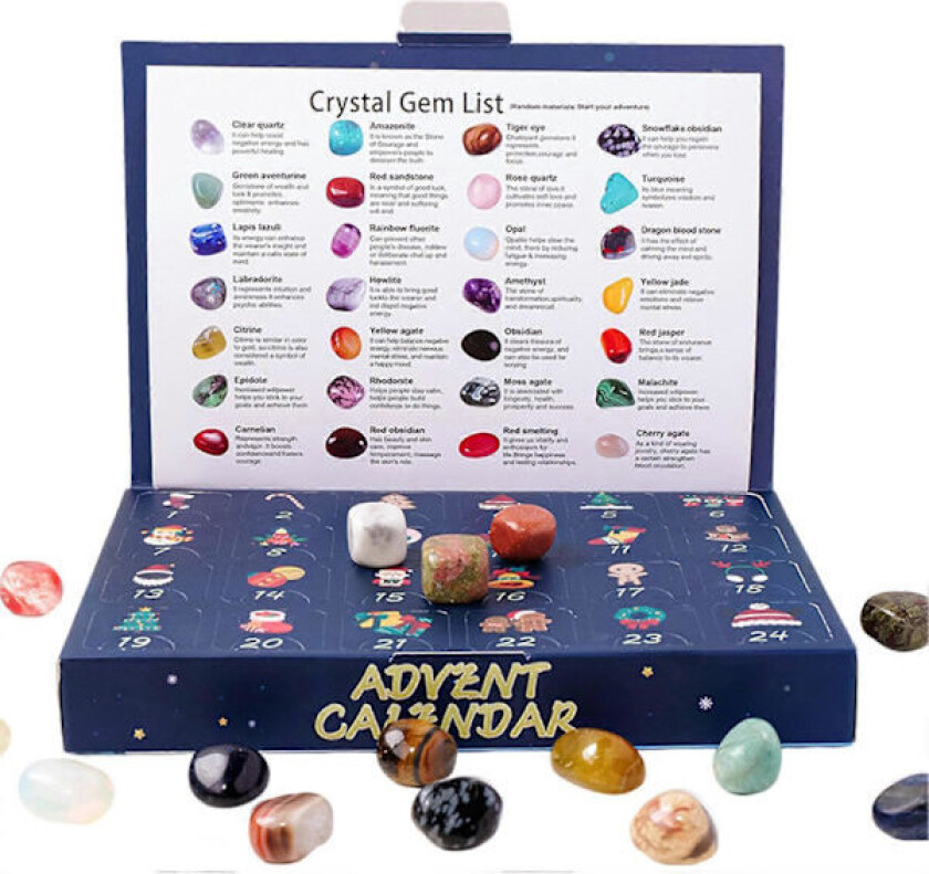 Stein Julekalender 24 stk Leker Barn Voksen Egnet Kalenderboks for Menn Kvinner Rullende Stein Stil