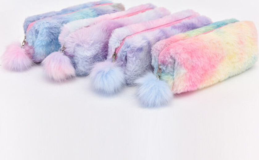 Sett med 4 myke pennal, søt regnbue pennal, stor kapasitet