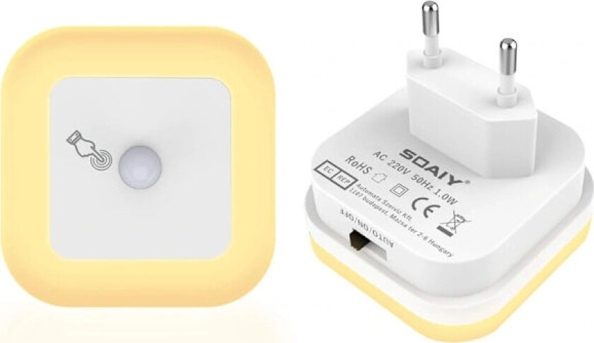 /EA/Dimbar LED-nattlampe med bevegelsessensor, 2-pakning nattlamper for stikkontakt, trinnløst justerbar lysstyrke, 3 moduser (Auto/På/Av), orienteringslys