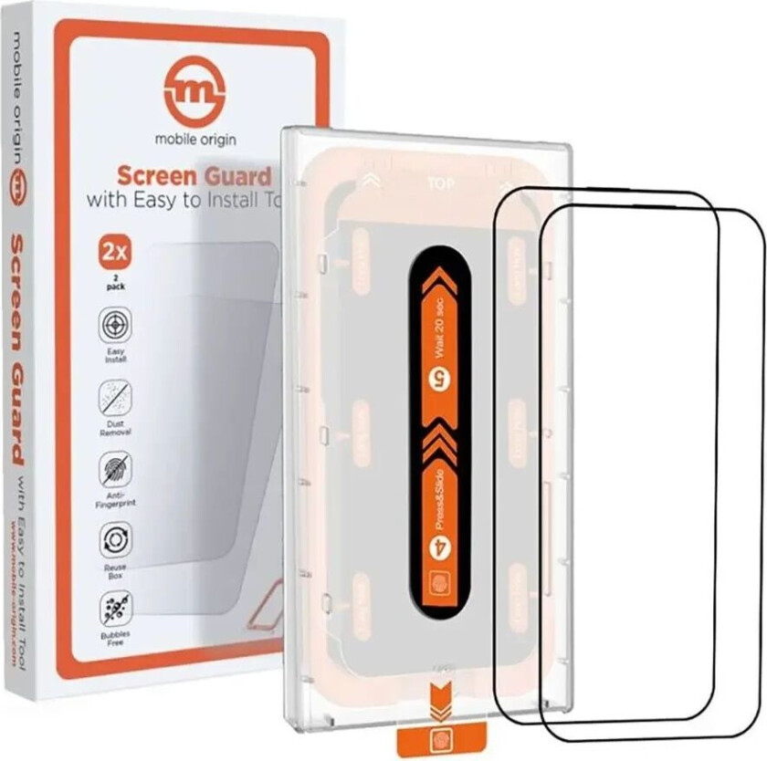 iPhone 15 Pro Max Mobile Origin Beskyttelsesglass - Case Friendly - 2 Pack - Svart Kant