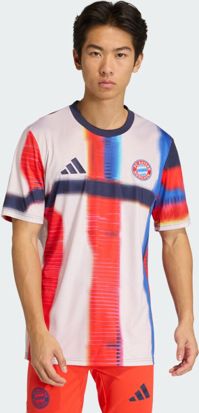 Bayern München Trenings T-Skjorte Pre Match - Navy/Blå/Beige/Rød - adidas, størrelse Large