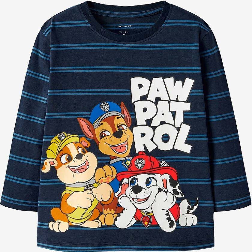 T-skjorte nmmJoshue Paw LS - Blå