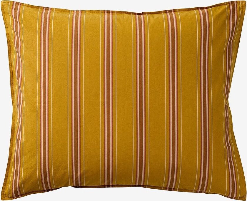 Putetrekk Avery Stripe i bomullspercale - Gul