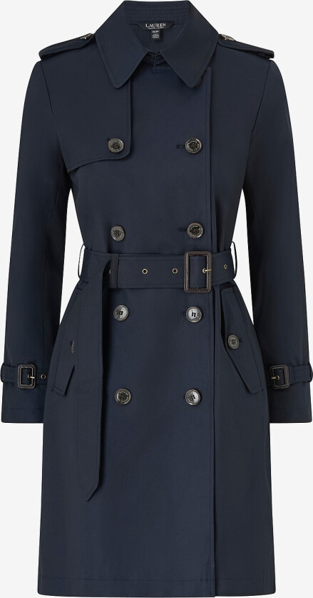 Trenchcoat Cotton Blend - DB Blt Rain 38" - Blå