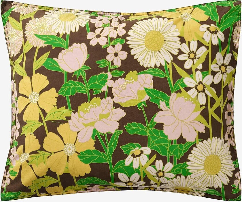 Putetrekk Avery Flower i bomullspercale - Brun