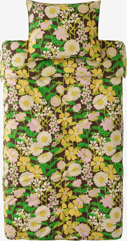 Sengesett Avery Flower i bomullspercale 2 eller 3 stykker - Brun