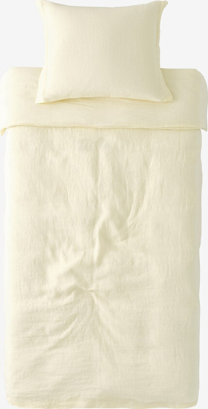 Sengesett Candice i vasket lin, 2 eller 3 deler - Gul