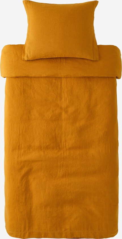 Sengesett Candice i vasket lin, 2 eller 3 deler - Gul