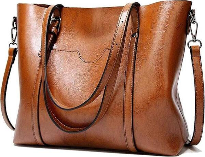 Dame Håndvesker Mykt Skinn Stor Kapasitet Retro Vintage Topphåndtak Casual Lomme Tote Skuldervesker Brun