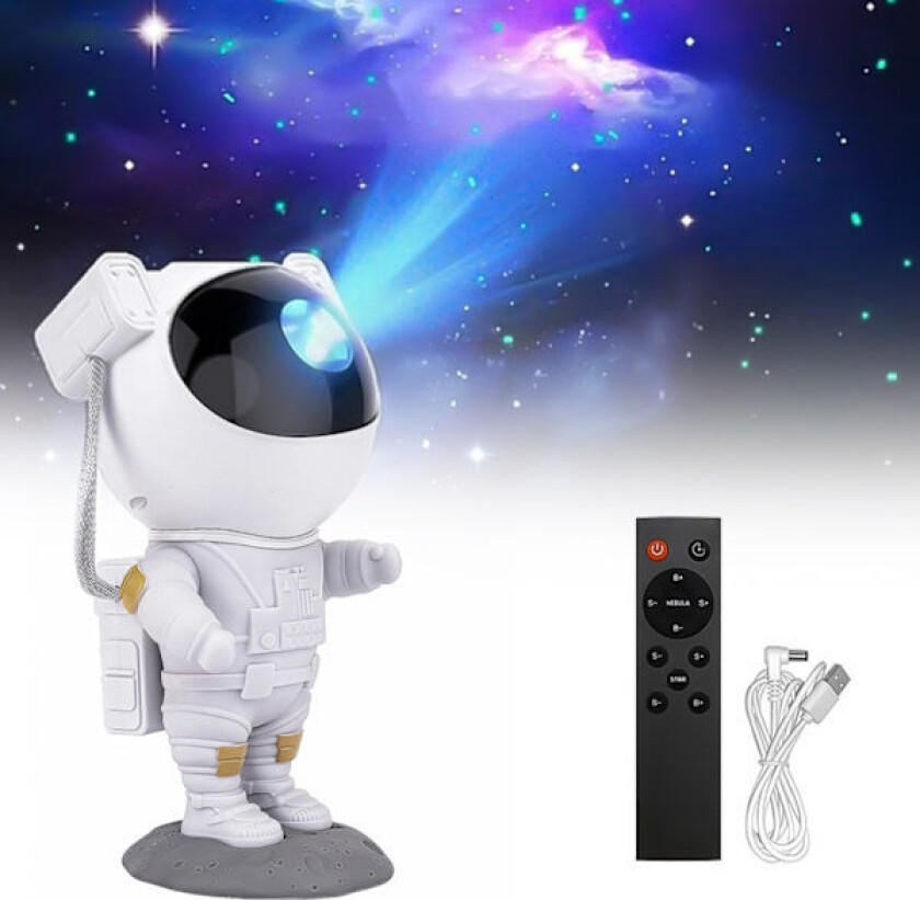 Nattlampe - Stjerneprojektor med LED-lampe - Astronaut