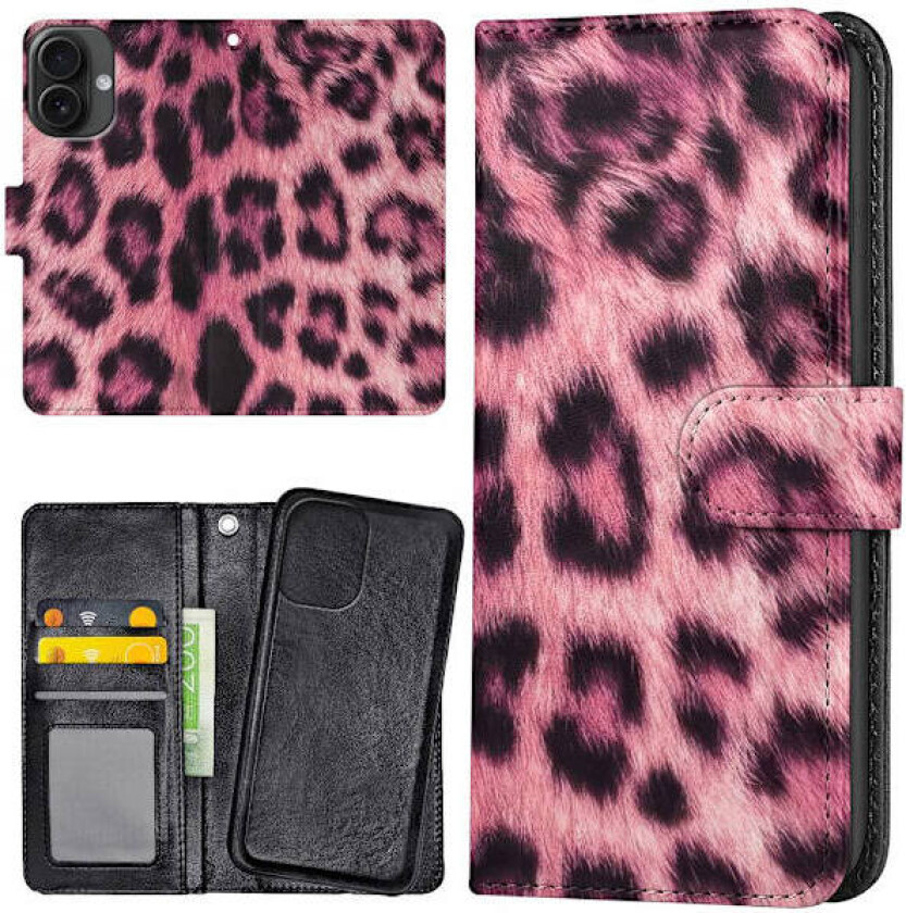 iPhone 16 - Lommebok Deksel Pink Leopard