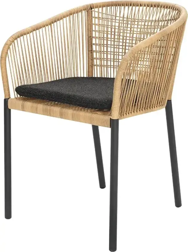 Delta stol Svart / Natural Wicker/ Teddy Black