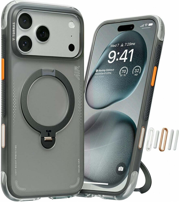 iPhone 17 Pro TORRAS Ostand Q3 Air Deksel m. Kickstand - MagSafe Kompatibel - Svart