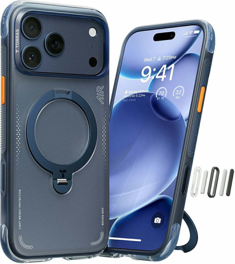 iPhone 17 Pro TORRAS Ostand Q3 Air Deksel m. Kickstand - MagSafe Kompatibel - Blå