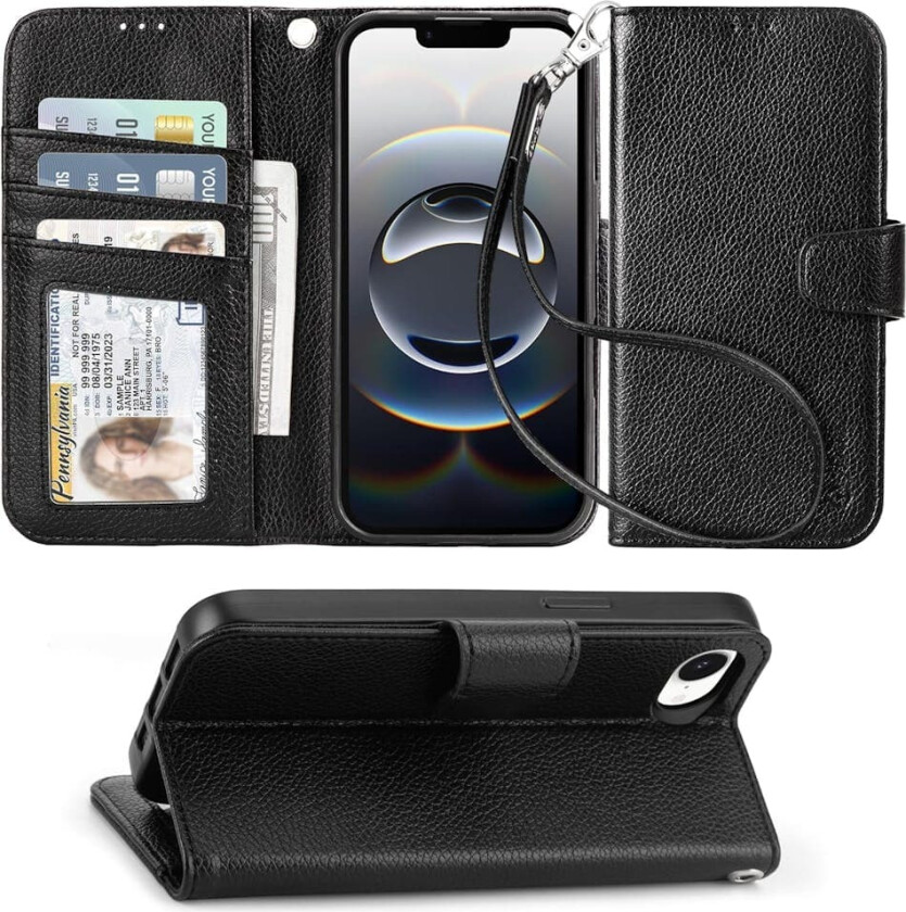 iPhone 16E Lommebok-deksel - Svart