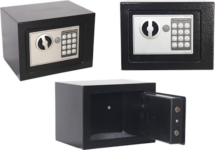 Elektronisk safe, stål, svart, kodelås