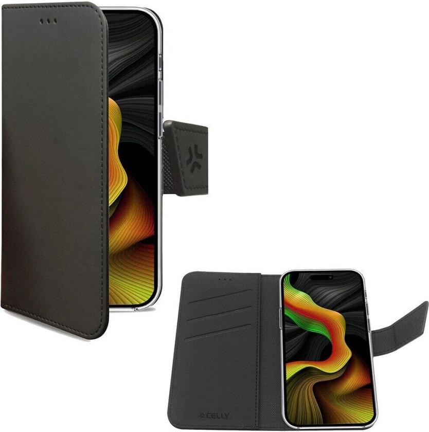 Celly iPhone 15 Pro Max Etui Wally Wallet Case Svart