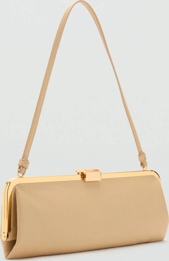 Metallic Clutch Handbag - Beige - ONE SIZE