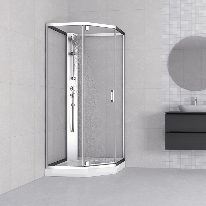 CELESTE NOVELLO DUSJKABINETT M/SLAGDØR 90X90X205 CM M/SIKKERHETSFOLIE SATIN