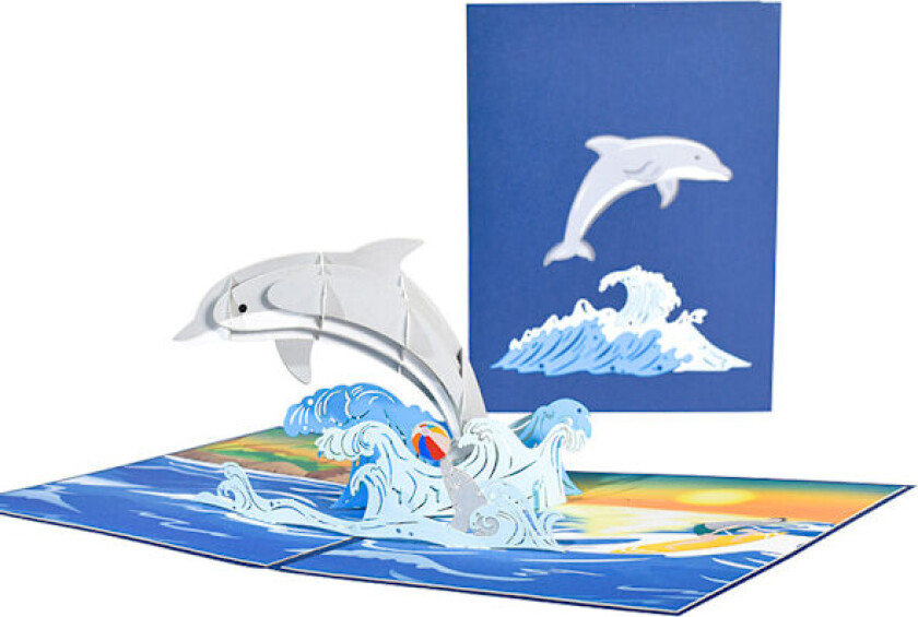 Bilde av 3D Delfin pop-up kort, bursdagskort, konvolutt inkludert, bursdag