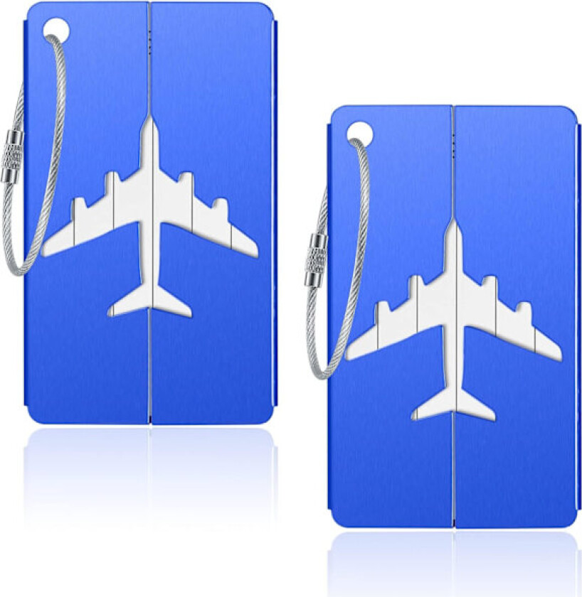 2 stk. bagasjelapper, reise-koffertlapper, bagasjelapper, bagasjemerker, aluminiumsmetall med navne-ID-adressekort for bagasje-kofferter