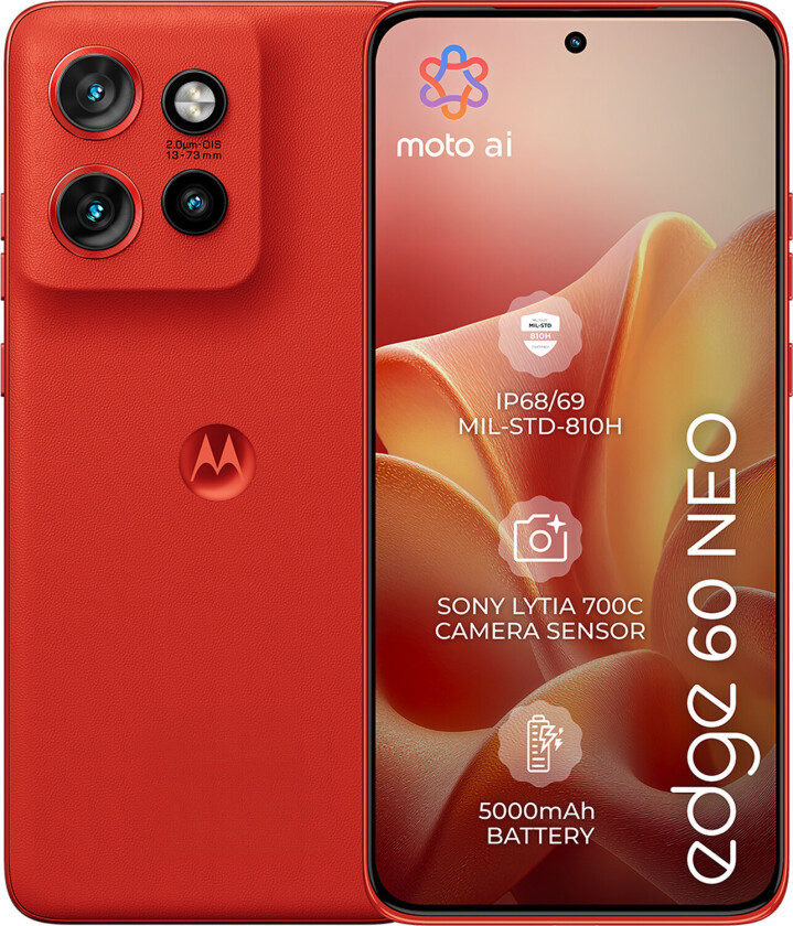 Edge 60 Neo 5G Smarttelefon - 6.36", 12GB RAM, 256GB, Rød