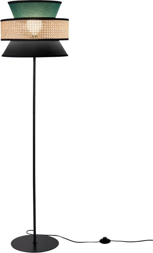 Gulvlampe Gazebo, grønn/svart/natur, 147 cm, stoff/rotting