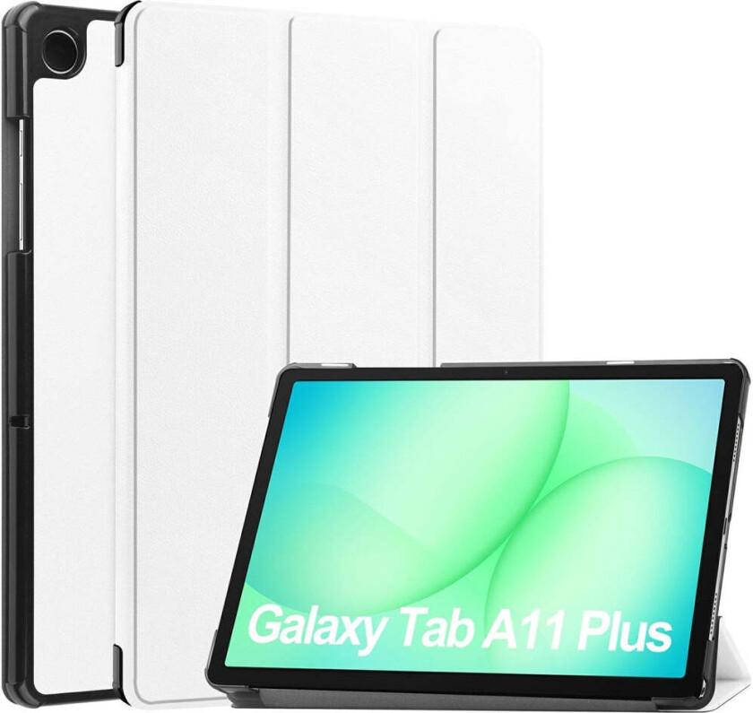 Samsung Galaxy Tab A11+ (Plus) EIDERWOOD Kunstskinn Deksel med Stativfunksjon - Hvit