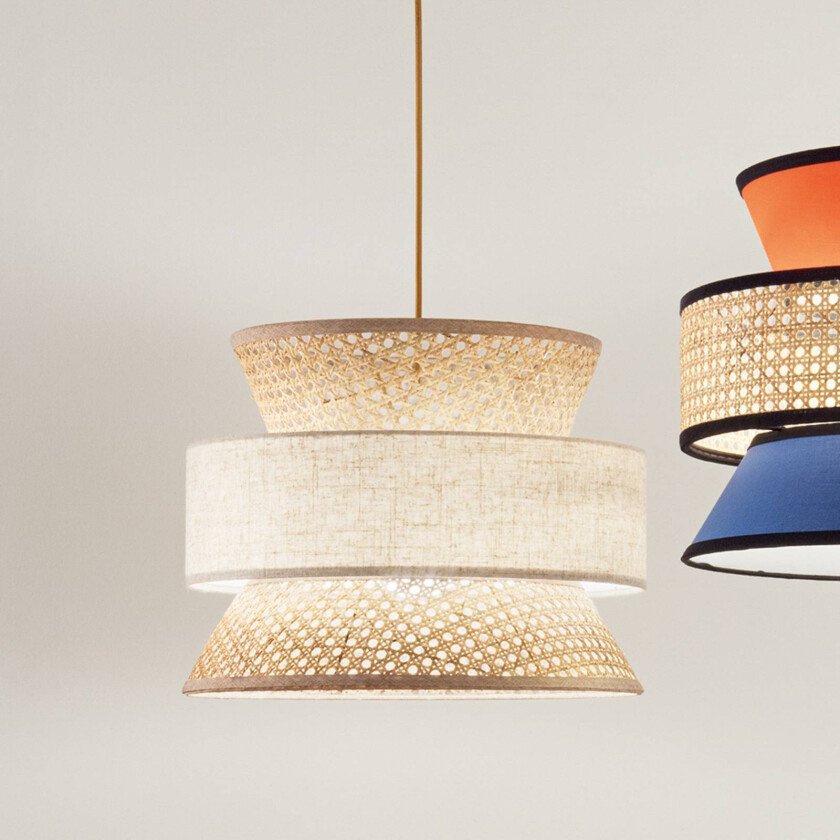 Hengelampe Gazebo, natur/beige, Ø 40 cm, rotting/stoff