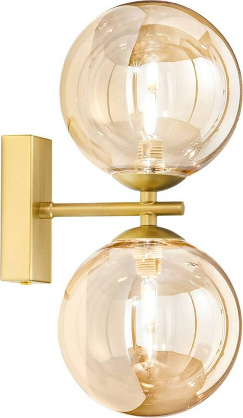 Vegglampe HONEY, høyde 23 cm, messing-/kremfarget, 2 lyskilder