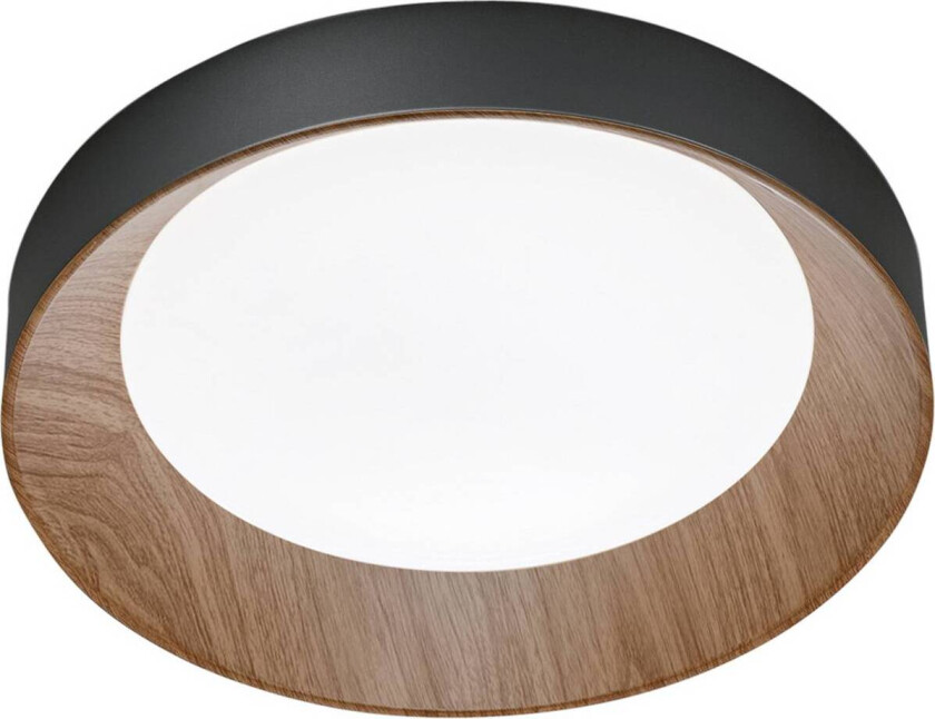LED-taklampe Arka, Ø 40 cm, svart/trelook, metall CCT