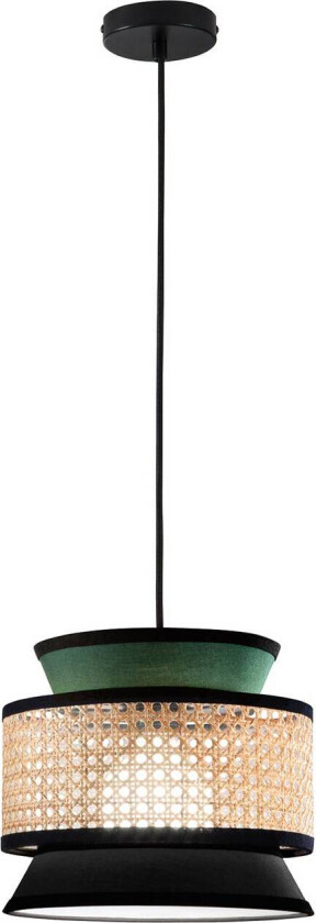 Hengelampe Gazebo, grønn/svart/natur, Ø 26 cm, stoff/rotting