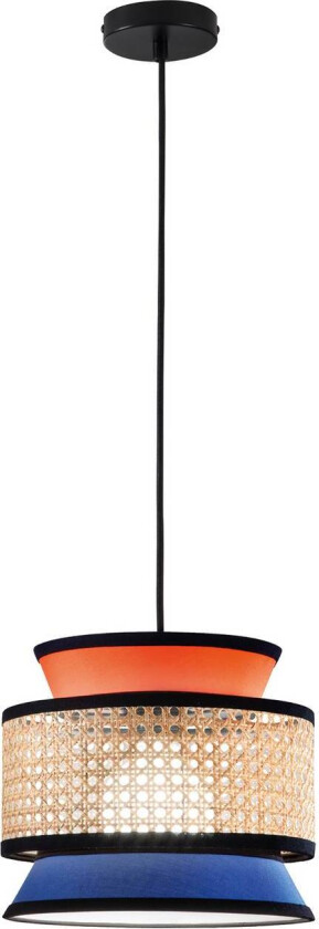 Hengelampe Gazebo, oransje/blå/natur, Ø 26 cm, stoff/rotting