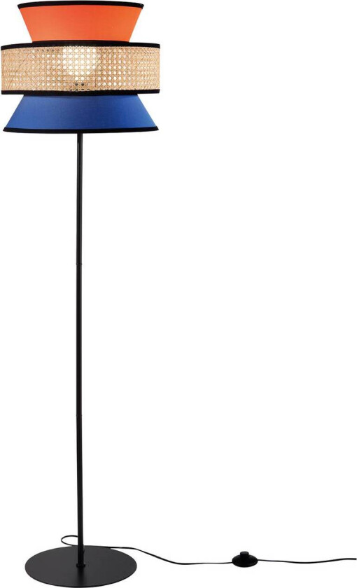 Gulvlampe Gazebo, oransje/blå/natur, 147 cm, stoff/rotting