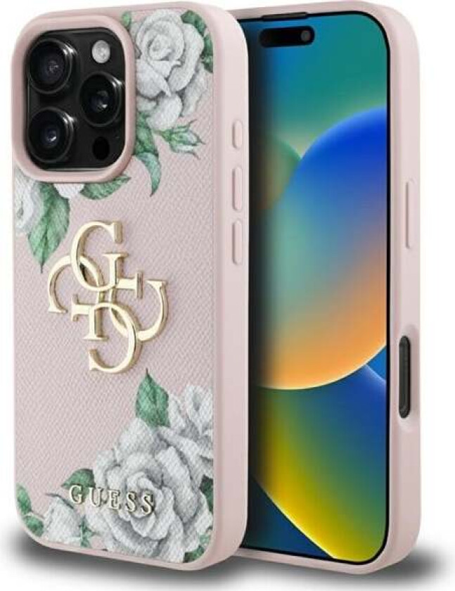 Grained Roses Big 4G-logo iPhone 16 Pro Max-etui - rosa
