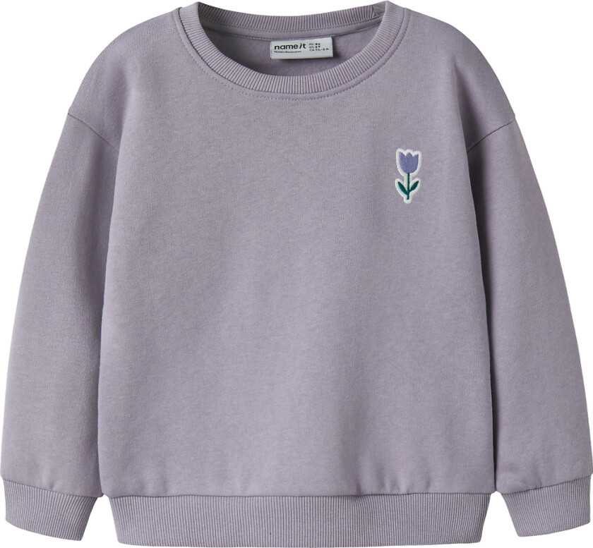 Collegegenser - NmfVallene - Lavender Grå/Tulipan - - 6 år (116) - Collegegenser