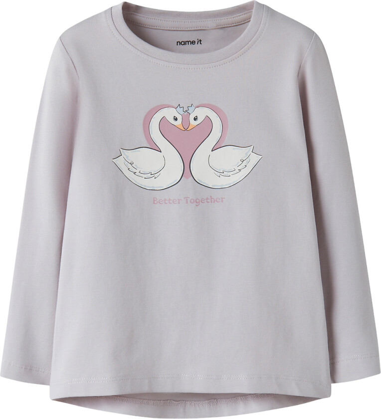 Genser - NmfVix - Lilac Marble/Swan Heart - - 6 år (116) - Genser