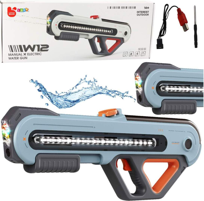 Elektrisk vannpistol med LED, Grå, 60cm
