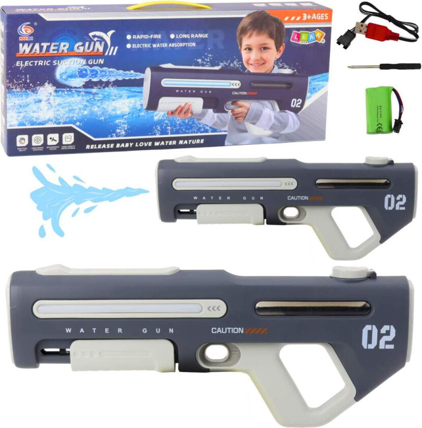 Elektrisk automatisk vannpistol, grå, 42cm