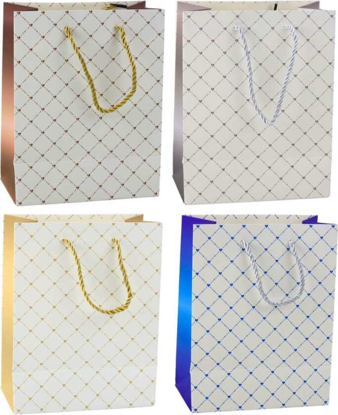 Gavepose Papir Glossy Hearts 23 x 18 x 10,5 cm